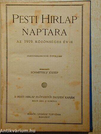 Pesti Hirlap Naptára 1919