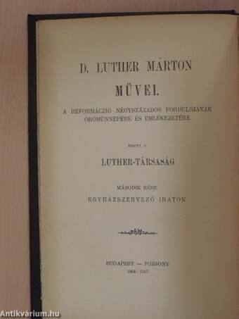 D. Luther Márton egyházszervező iratai VI.