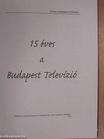 15 éves a Budapest Televízió