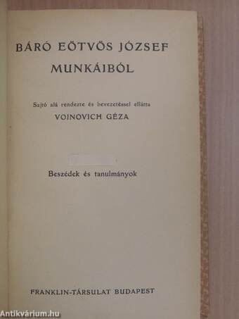 Báró Eötvös József munkáiból II.