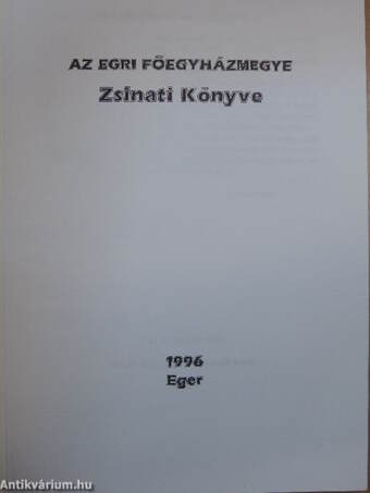 Az egri főegyházmegye Zsinati Könyve 1996