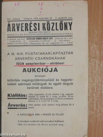 Árverési Közlöny 1934. szeptember