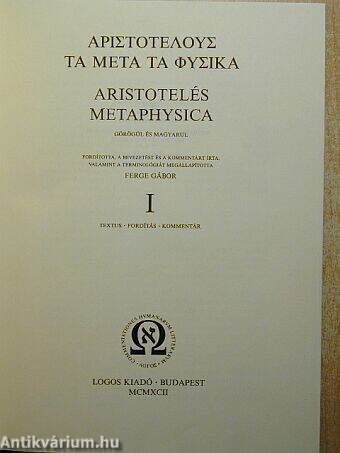 Aristotelés metaphysica I.