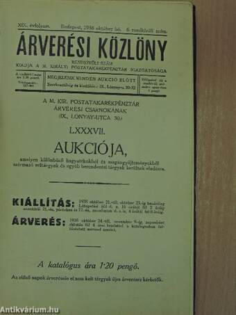 Árverési Közlöny 1938. október