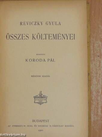 Reviczky Gyula összes költeményei