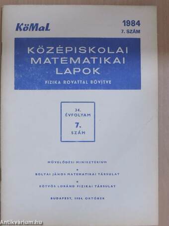 Középiskolai matematikai lapok 1984/7.