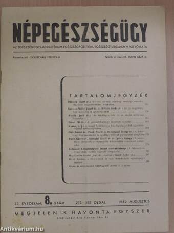 Népegészségügy 1952. augusztus