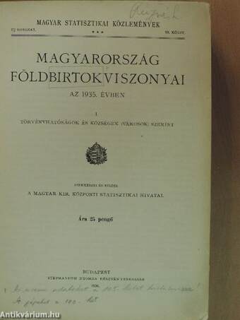 Magyarország földbirtokviszonyai az 1935. évben I.