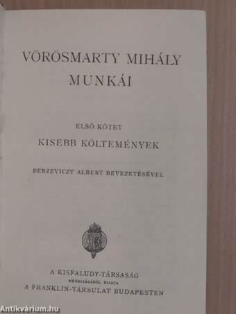 Vörösmarty Mihály munkái I.