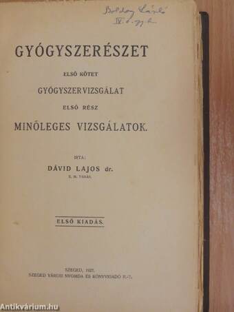 Gyógyszerészet I/1. (töredék)