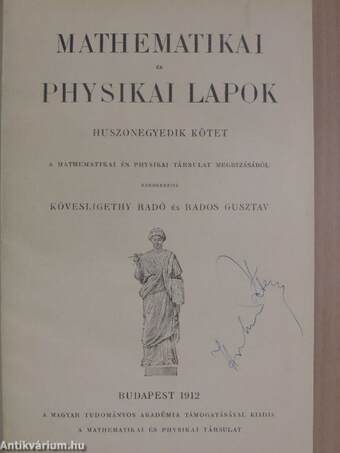 Mathematikai és Physikai Lapok 1912/1-8.