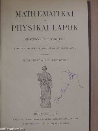 Mathematikai és Physikai Lapok 1915/1-8.