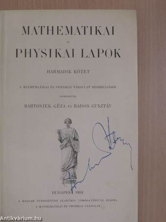 Mathematikai és Physikai Lapok 1894/1-8.