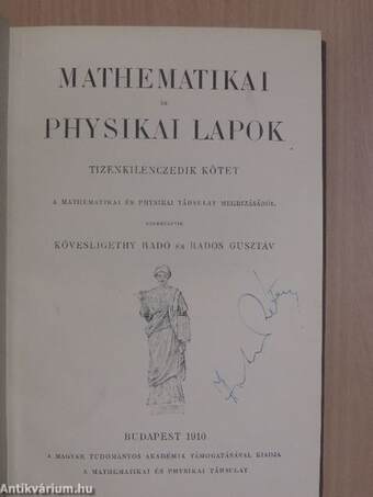 Mathematikai és Physikai Lapok 1910/1-8.