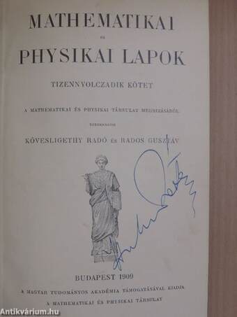 Mathematikai és Physikai Lapok 1909/1-8.