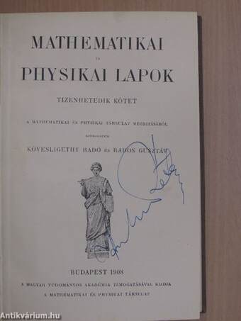 Mathematikai és Physikai Lapok 1908/1-8.