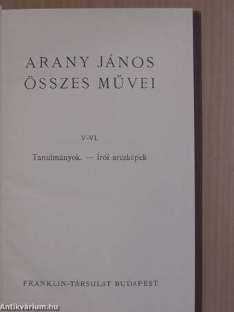 Arany János összes művei V-VI. (töredék)