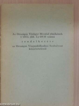 Vízügyi értesítő 1973. április 27.