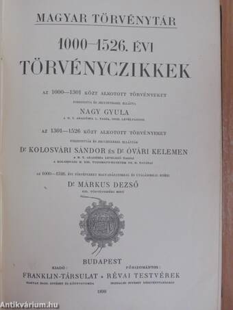 1000-1526. évi törvényczikkek