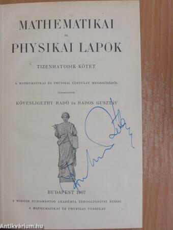 Mathematikai és Physikai Lapok 1907/1-8.