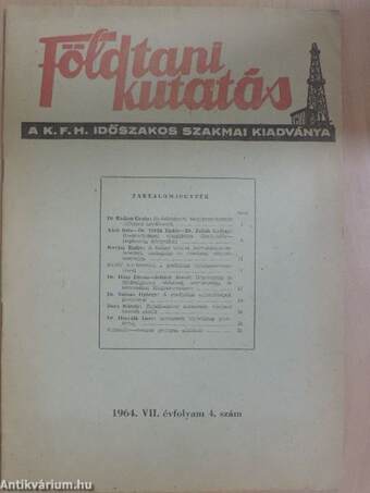 Földtani Kutatás 1964/4.
