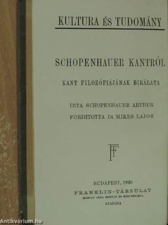 Schopenhauer Kantról