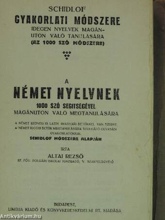 Schidlof gyakorlati módszere - Német 1., 3-10. füzet