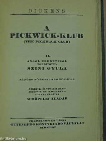 A Pickwick-Klub I-IV.