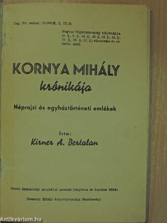 Kornya Mihály krónikája