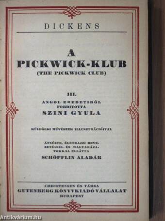 A Pickwick-Klub I-IV.