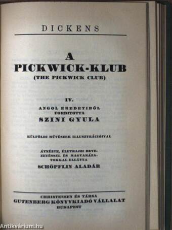 A Pickwick-Klub I-IV.