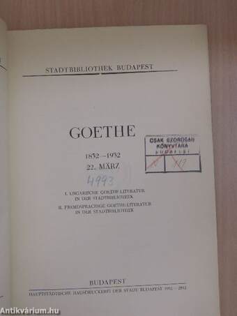 Goethe 1832-1932 március 22.