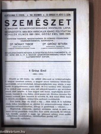 Szemészet 1941. december