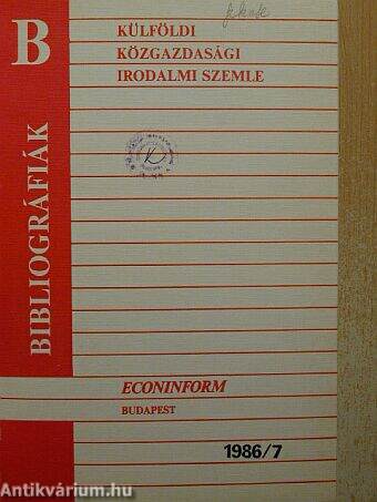 Külföldi Közgazdasági Irodalmi Szemle 1986. I-II.