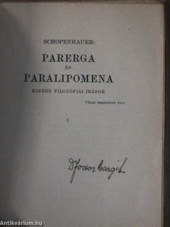 Parerga és Paralipomena I-IV.