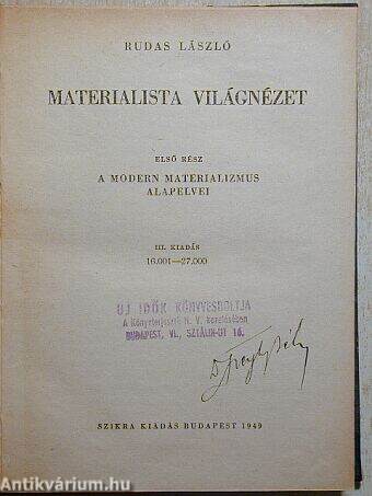 Materialista világnézet I.