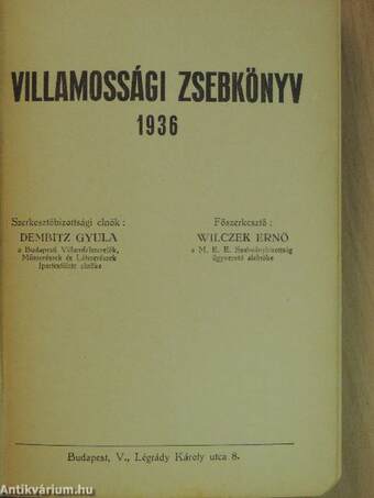 Villamossági zsebkönyv 1936