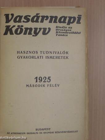 Vasárnapi Könyv 1925. II. (fél évfolyam)