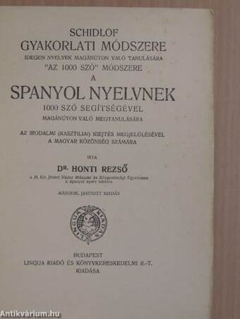 Schidlof gyakorlati módszere - Spanyol 1-10. füzet