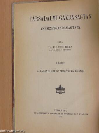 A társadalmi gazdaságtan elemei I. (töredék)