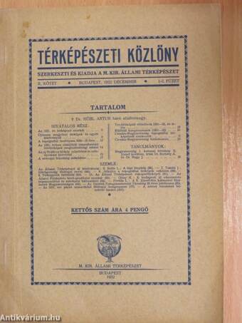 Térképészeti Közlöny 1932. december - 1933. december