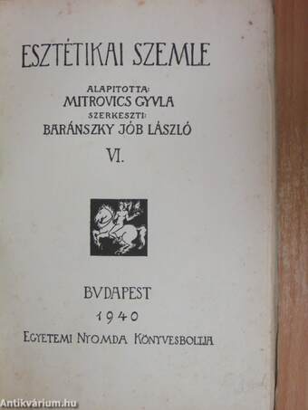 Esztétikai Szemle 1940. VI. 3-4.