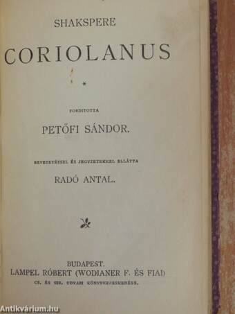 János király/Coriolanus/Julius Caesar