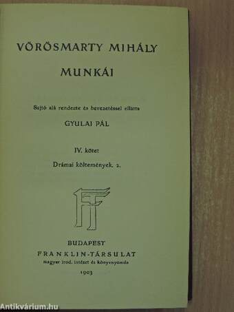 Vörösmarty Mihály munkái IV.