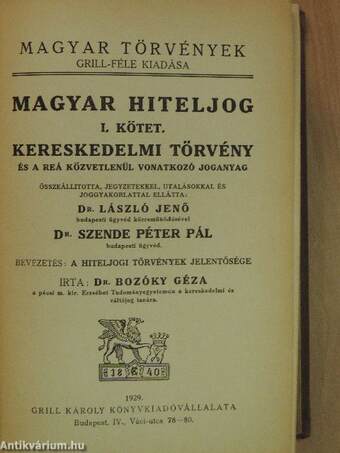 Magyar hiteljog I-III.