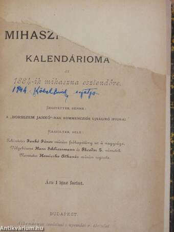 Mihaszna András kalendárioma az 1884-ik mihaszna esztendőre