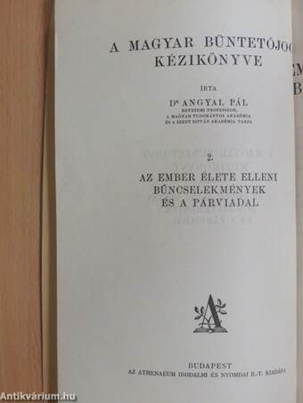 Az ember élete elleni bűncselekmények és a párviadal