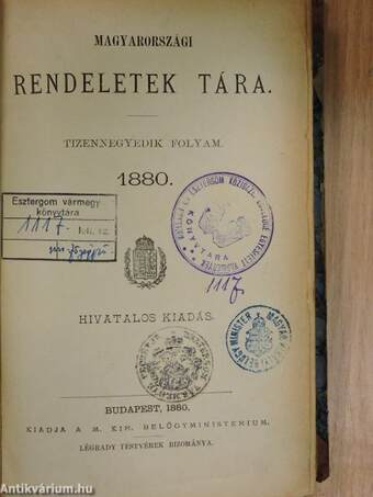 Magyarországi Rendeletek Tára 1880/1-123.