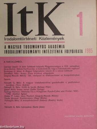 Irodalomtörténeti Közlemények 1985/1-6.