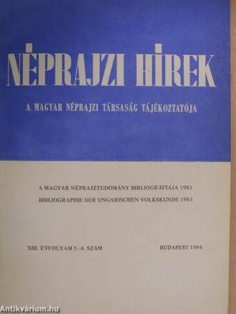 Néprajzi Hírek 1984/5-6.